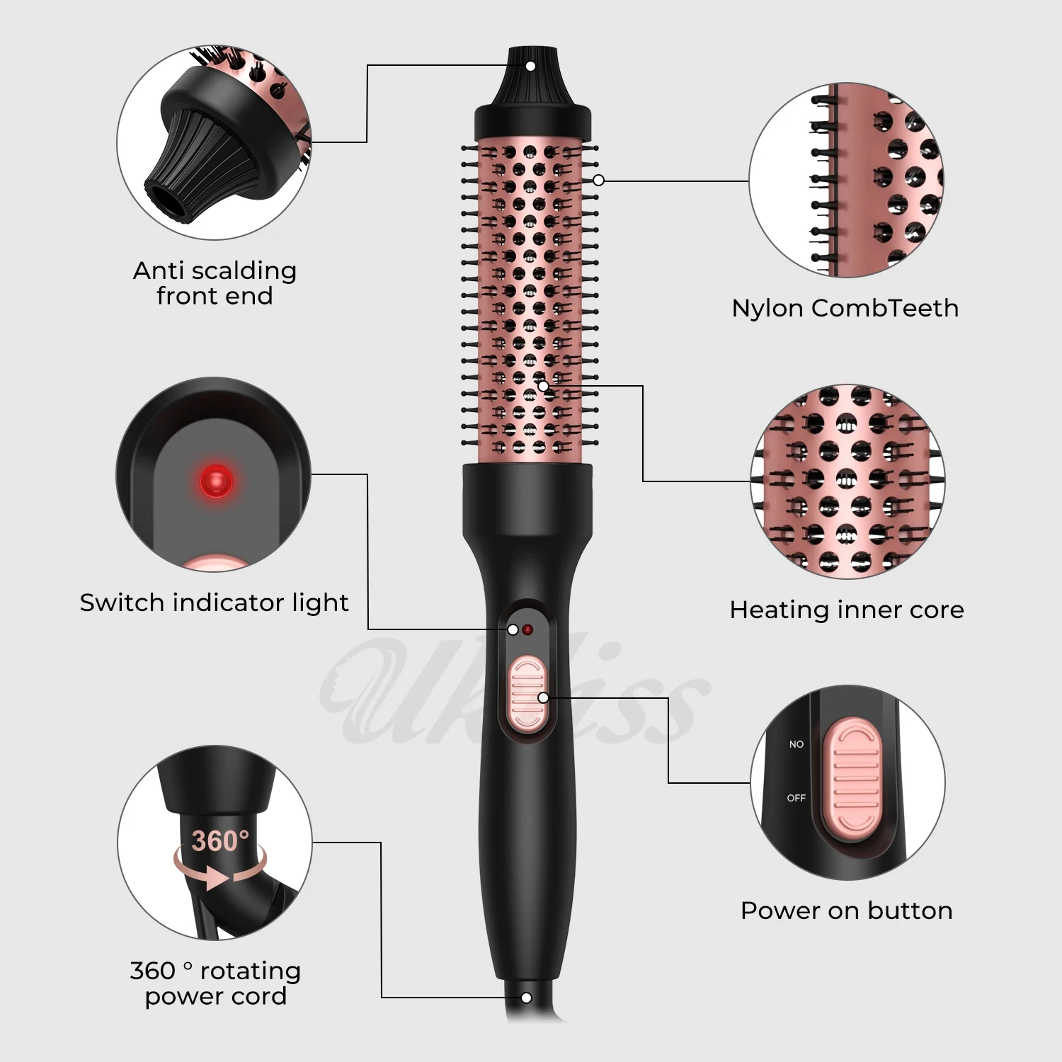 in Thermal Brush Heated Curling Iron Brush Ceramic Hair Curler