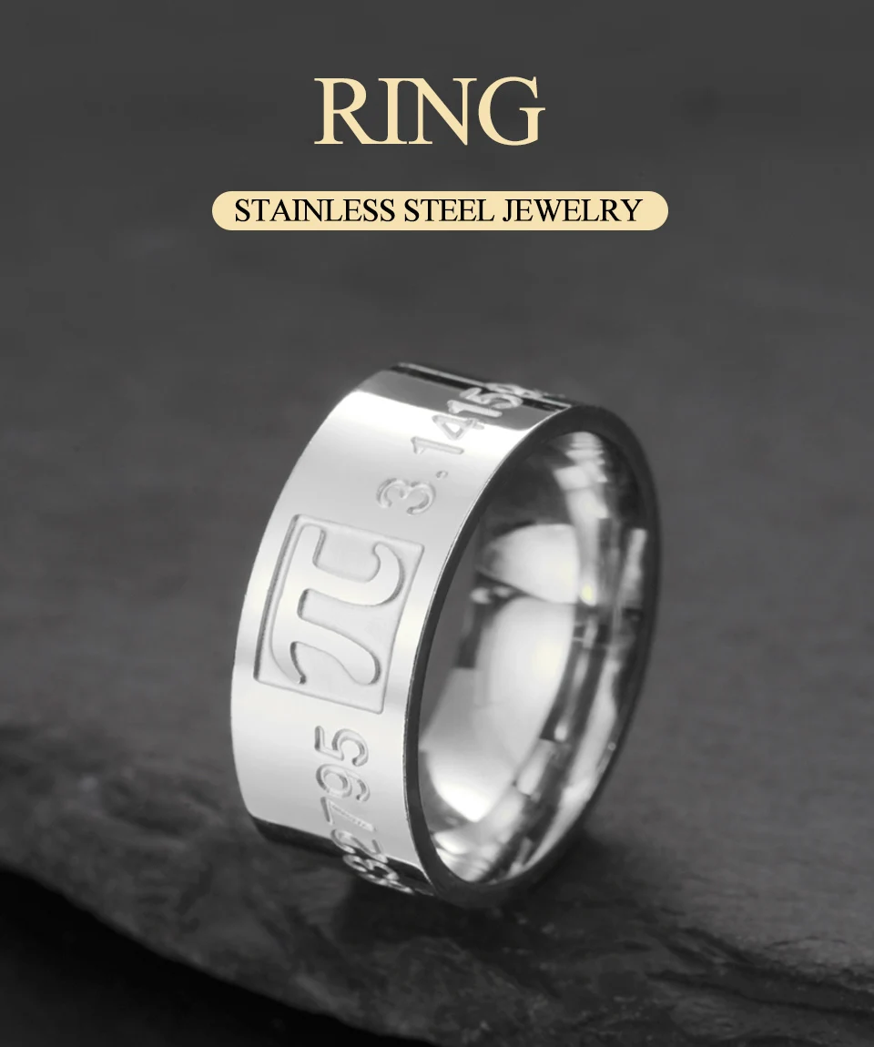Dawapara Pi-Symbol-Ring, griechischer Buchstabe Pi, Edelstahl, Ehering, mathematischer Schmuck, Mathe-Liebhaber, Geburtstagsgeschenke – Detail 1
