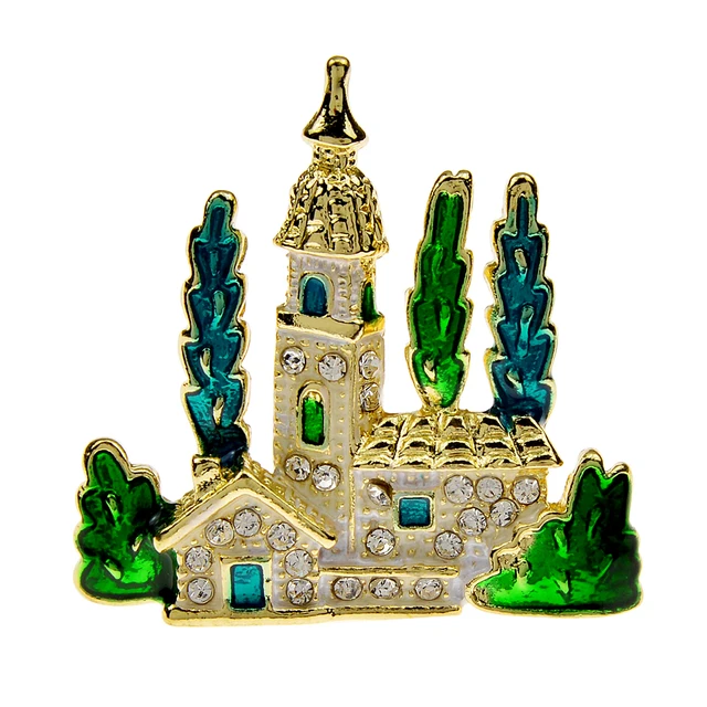CINDY XIANG Rhinestone Church In The Forest Brooch New Arrival 2022 1