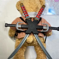 56cm Halloween Samurai Ninja Retro Long Knife Daggers 7 Pieces in A Set Deadpool Double Sword Cosplay Props Model Gift Toys Kids 1
