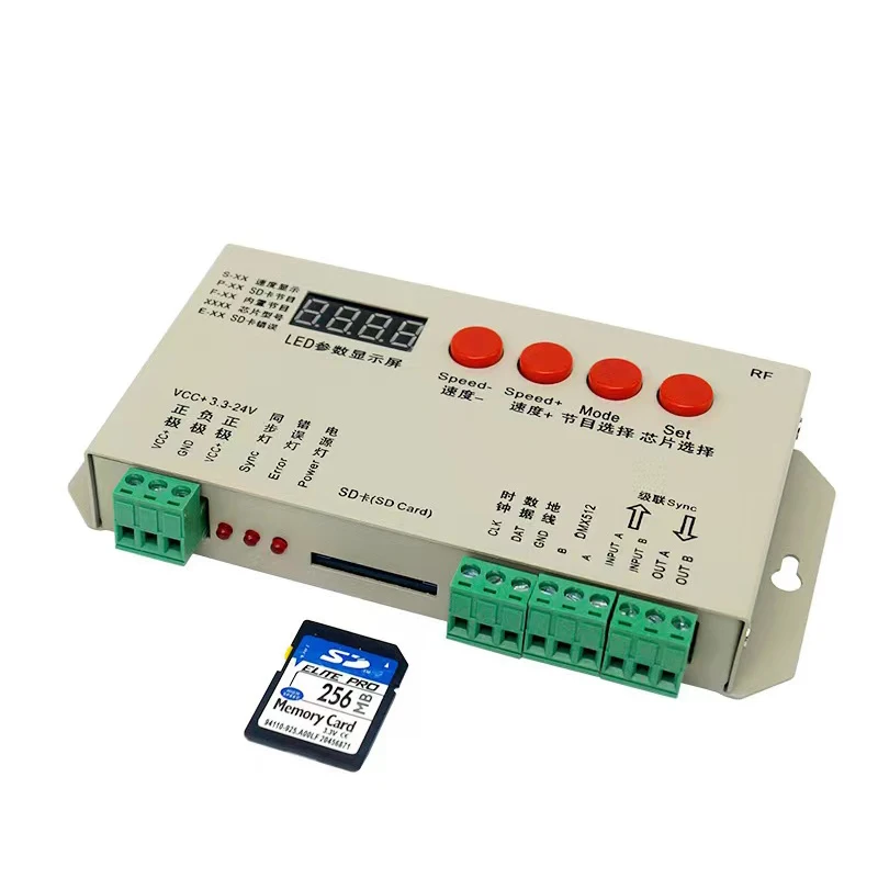 

DC5V-24V T1000S SD Card LED Controller rgbIC Pixel Controller dimmer for DIY WS2812B DMX512 WS2811 LPD8806 APA102 LED strip
