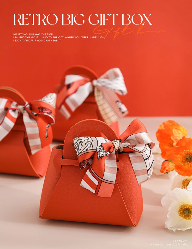 50 Stück Hochzeits geschenke Box Party Boxen für die Gäste Mini Pralinen bogen Verpackung Geburtstag Leder Geschenk box Großhandel Logo – Detail 6