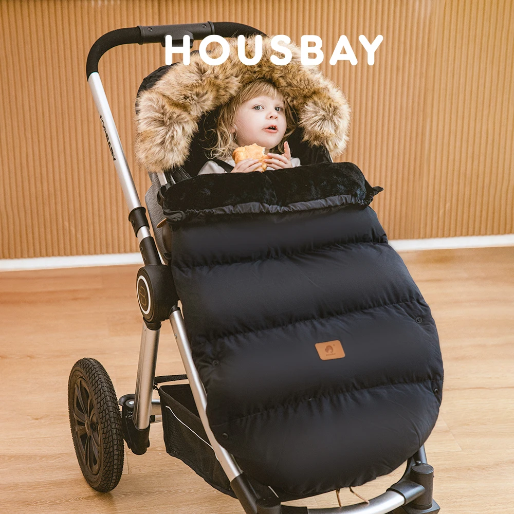 유모차 Footmuff 0-3T 겨울 방풍 방수 이동식 모피 칼라 따뜻한 산호 양털, 조절 가능한  침낭 카트 포함