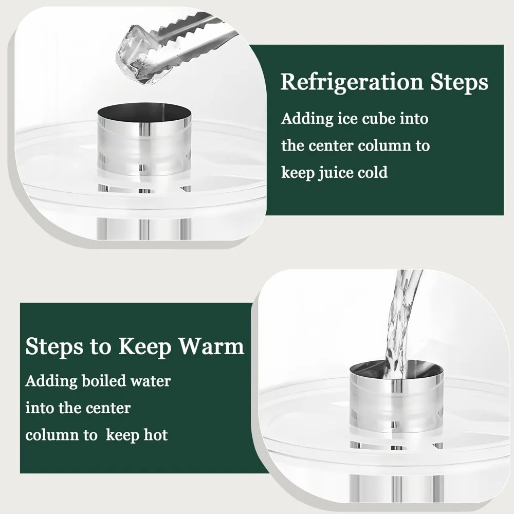 4 gal beverage dispenser, drink dispensers for parties, hot cold drink dispenser with ice container and stainless steel drip tra