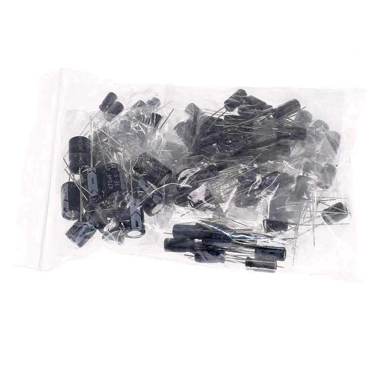 120pcs 12 Value 1uF~470uF Electrolytic Capacitors Assortment Kit 16V 25V 50V 1UF 2.2UF 3.3UF 4.7UF 10UF 22UF electrolytic capacitor aluminum electrolytic capacitor