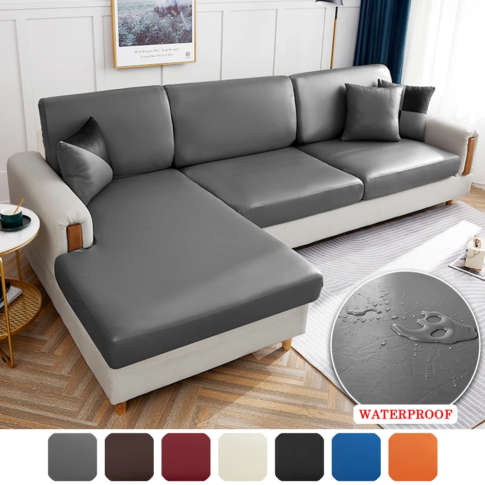 Leather Sofa Seat Cushion Cover Waterproof Chair Stretch Washable Dustproof Removable Slipcover 1/2/3/4Seat Protector | Дом и сад