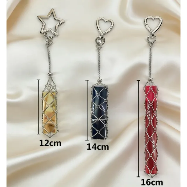 Custom Name 26 Alphabet Heart Key Chain Ins Style Gold Stainless Steel Metal Net Pocket Lipstick Bag Keychain Bag Accessories 2