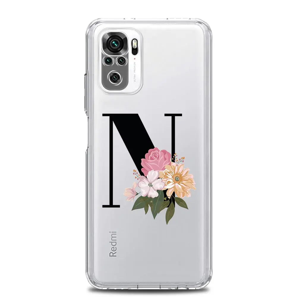 Clear Flower Letter Design Phone Case Cover