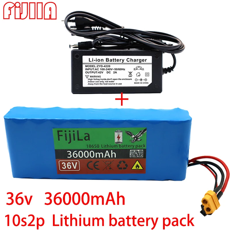 

High Capacity 10S2P 36V 36Ah Battery Pack with XT60+DC for Electric Bikes and Scooters Complimentary + 42v Charger