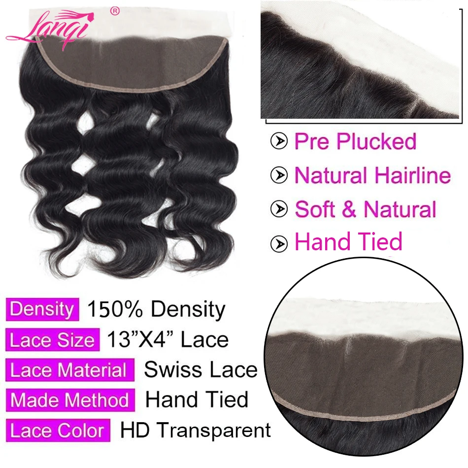 Body Wave Closure 4x4 Lace Closure Frontal Body Wave Frontal Natural Color Transparent Lace 100% Human Hair 8-20inches