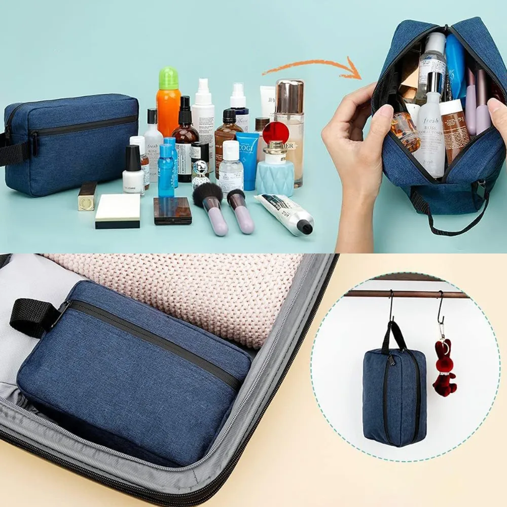 Custodia da viaggio per il lavaggio con cerniera Uomo Donna Borsa per il trucco impermeabile Borsa per cosmetici Beauty Case Make Up Organizer Kit di borse da toilette - immagine 6