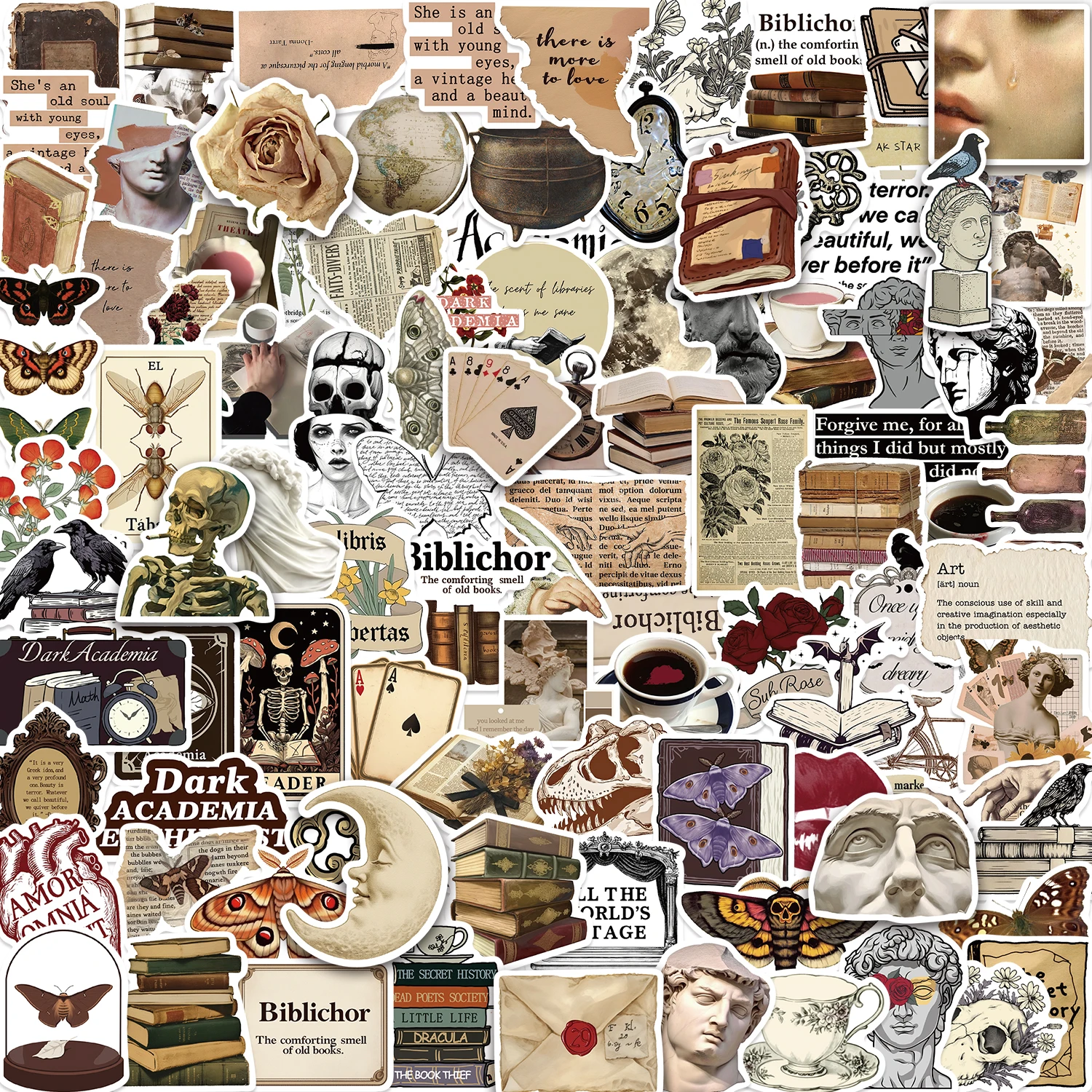 10/50/100PCS Retro Dark Art Aesthetics Stickers Scrapbook Phone Guitar Laptop Notebook Suitcase Waterproof Sticker Decals 1