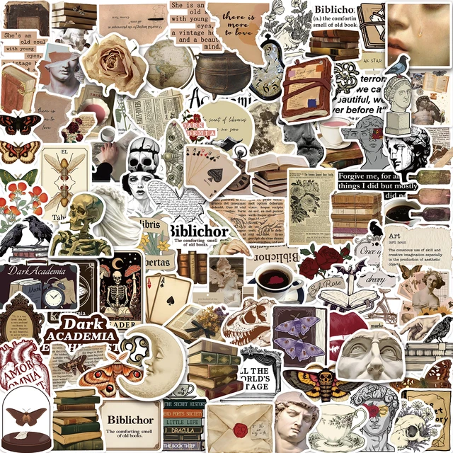 10/50/100PCS Retro Dark Art Aesthetics Stickers Scrapbook Phone Guitar Laptop Notebook Suitcase Waterproof Sticker Decals 1