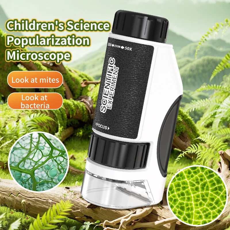 Kids Handheld Portable Mini Microscope for Outdoor Exploration Educational Science Toy with LED Light Source And High Definition