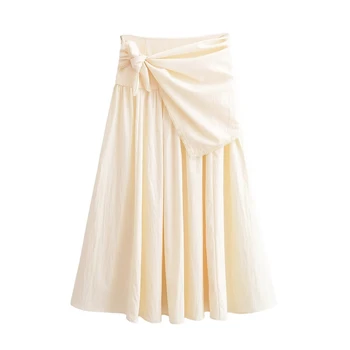 Women's Skirt 2026 New Fashion Spring Summer Beige Fluffy Scarf Midi Skirt for Women Casual Chic Personality Female Skirt 1