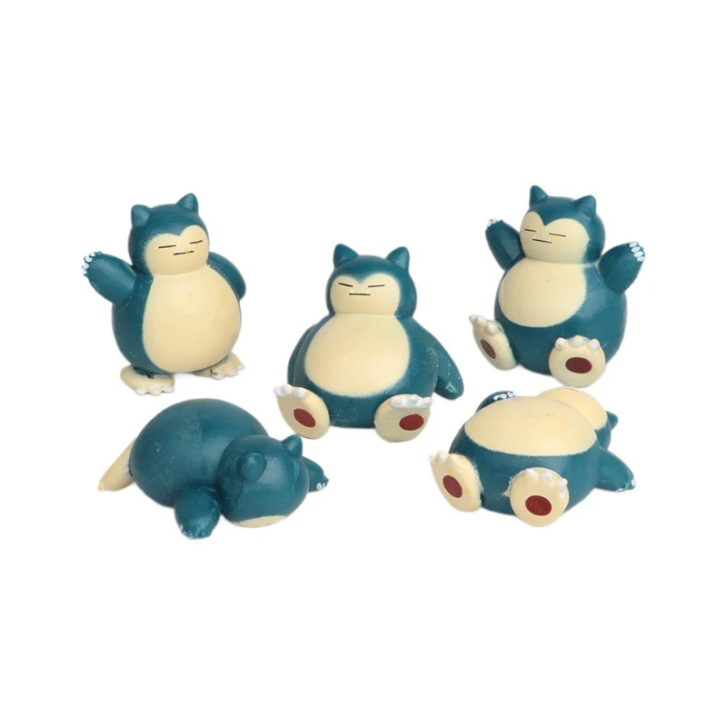 5Pcs/Lot Snorlax Mini Figure 1.8-3cm Micro Landscape Cake Decoration Kawaii Ornaments