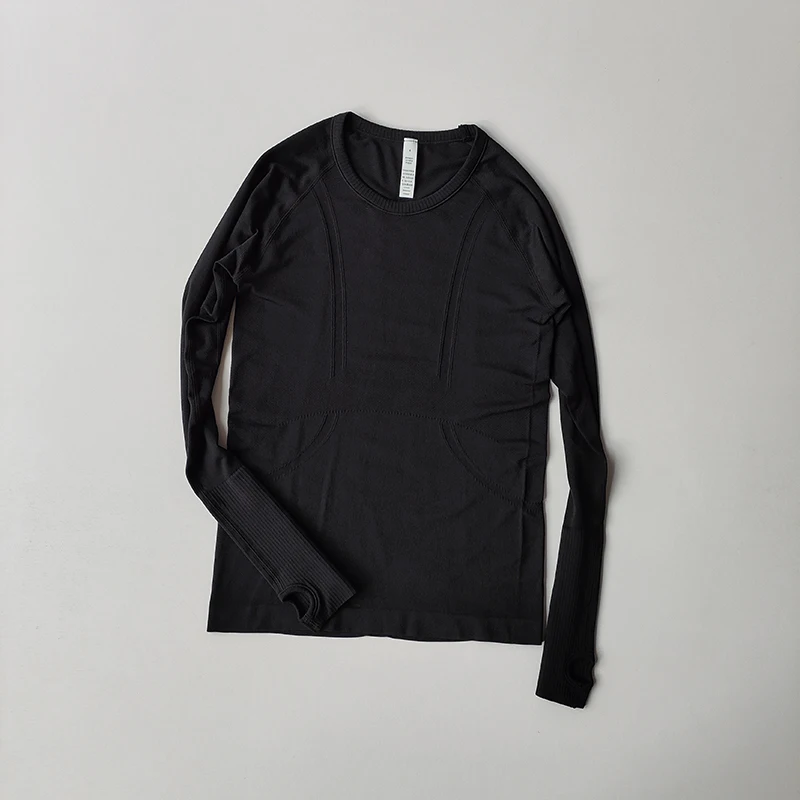 Yoga Clothes for Women, Sports Tops, Round Neck,, Seamless, Slim, Running Shirt Fitness Workout Long Sleeves Gym T shirt, Winter