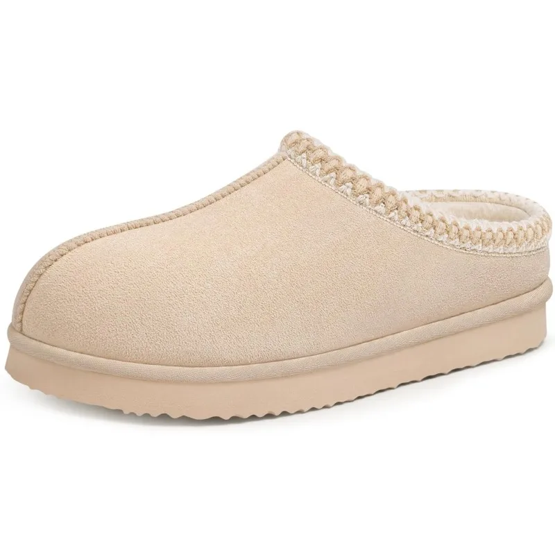 Women Suede Fuzzy Slippers Soft Indoor Outdoor Winter Shoes