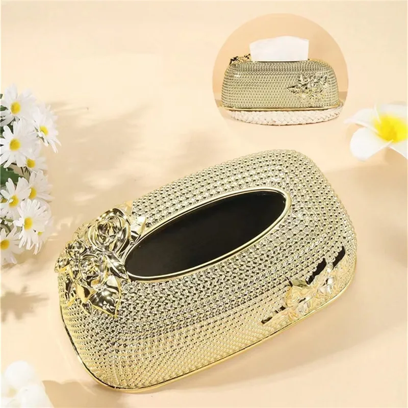 1Pcs high-end gold tissue box, napkin storage box, suitable for kitchens, restaurants, bathrooms, and desks 2
