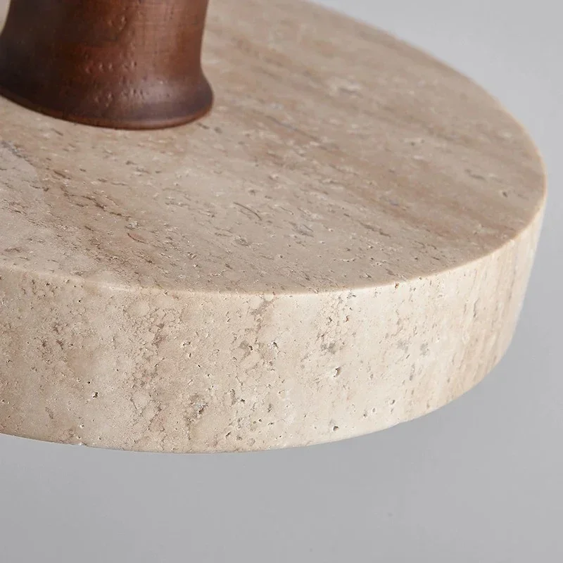 Wabi-sabi Style Travertine Chandelier Nordic Cream Style Retro Flying Saucer Dining Table Bedside Pendant Lights LED