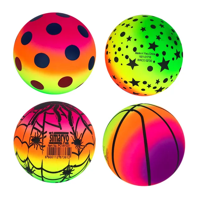 9In Rainbow Ball Indoor and Outdoor Racket Ball Inflatable Leather Ball Flower Colored Ball Squirt Toy Water Amusement Balls Fun 2
