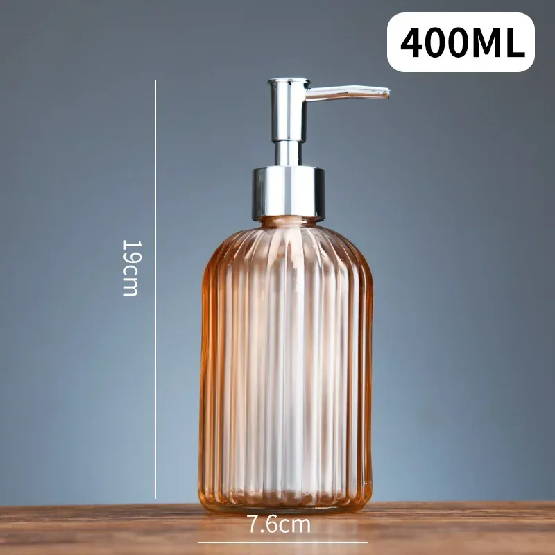 400ml Vertical Stripe Refillable Glass Pump Bottle