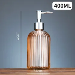 400ml Vertical Stripe Refillable Glass Pump Bottle (Orange)