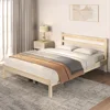 Bed Frame Solid Pine Wood Platform Bed with Paneled Headboard, Wicklow Style/Wooden Slats Support/Noise-Free 2