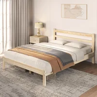 Bed Frame Solid Pine Wood Platform Bed with Paneled Headboard, Wicklow Style/Wooden Slats Support/Noise-Free 2