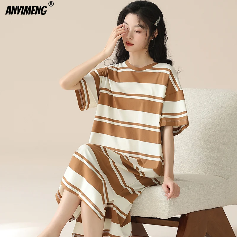 Princess Style Doll Collar Nightdress for Women Summer Cotton Tops Kawaii Sleepshirts for Girls Short Sleeve Lady Cute Lingerie