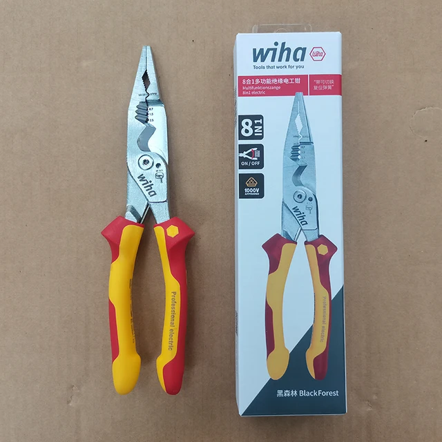 Wiha 45489 8-in-1 Multifunctional Electrician Pliers Insulated 1000V VDE  Sharp Mouthed Wire Stripping Crimping Plier 45705 - AliExpress