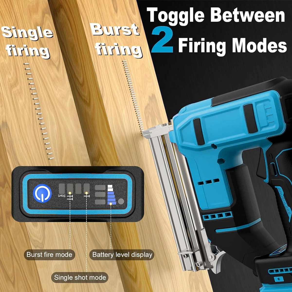 Makita 18V 배터리용 F30/F40/F50/K438 네일이 포함된 브러시리스 무선 무선 전기 2 in 1 네일러/스테이플러 건(배터리 없음)