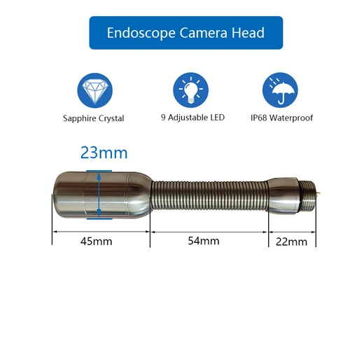 TIMUKJ 방수 산업용 파이프, 하수구 배수 검사 내시경 카메라, 23mm 카메라 헤드, IP68 304 스테인리스 스틸 3