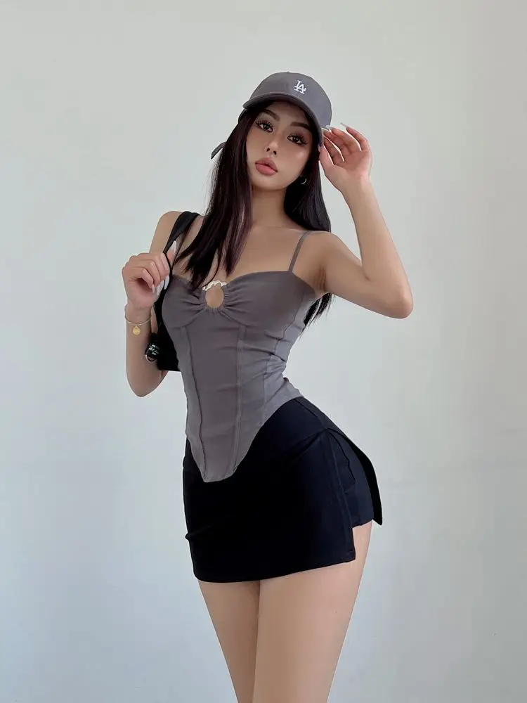 Women Mini Skirt Sexy Low-waisted Casual Side Split Sports Solid Color Fashion Slim Bodycon Short Skirts Jogger