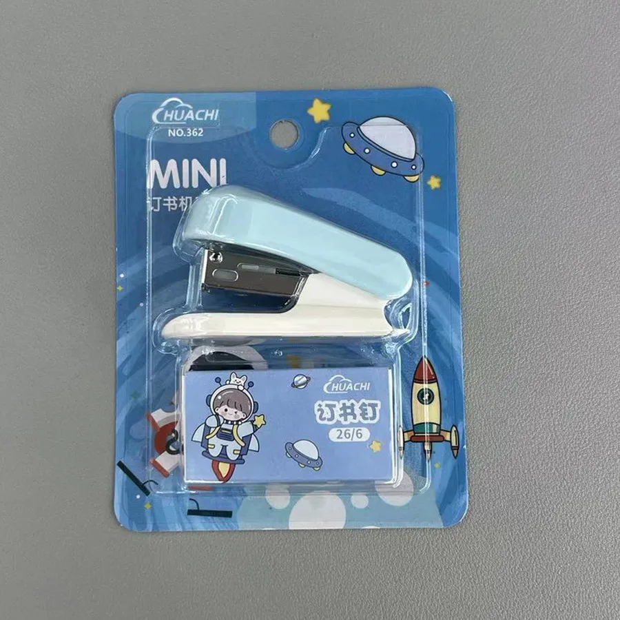 Mini Stapler with Staple Remover & Staples Set with Cute Dog Cartoon Pink Blue