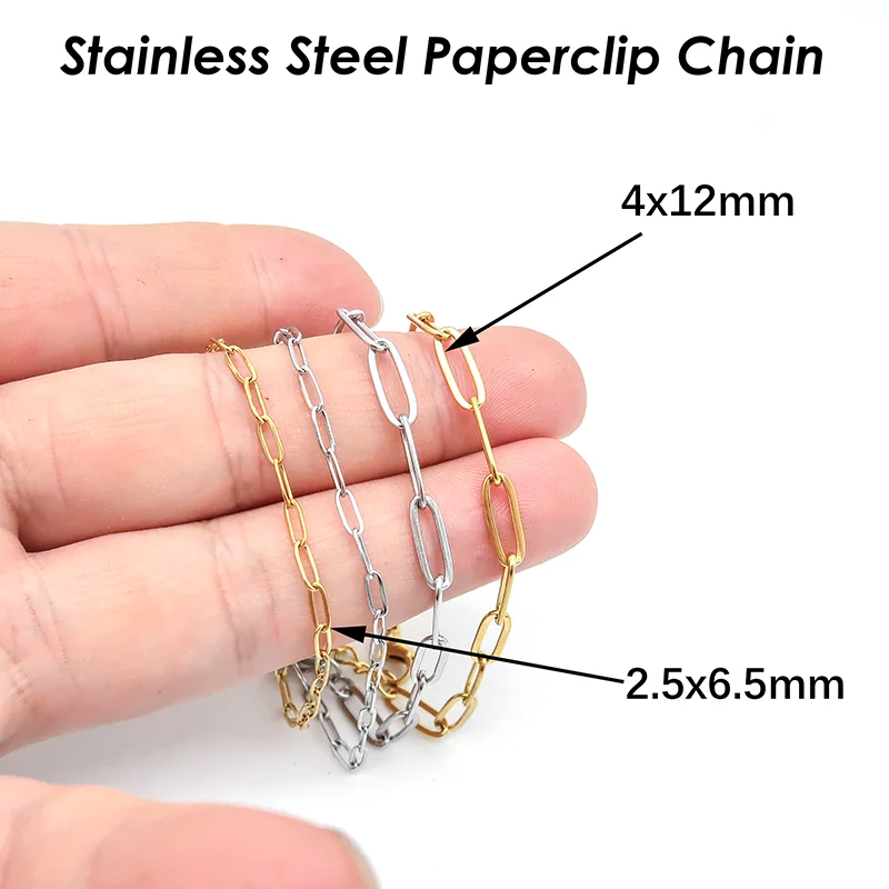 Adjustable Paperclip Chain Necklace - Stainless Steel Unisex Pendant Choker