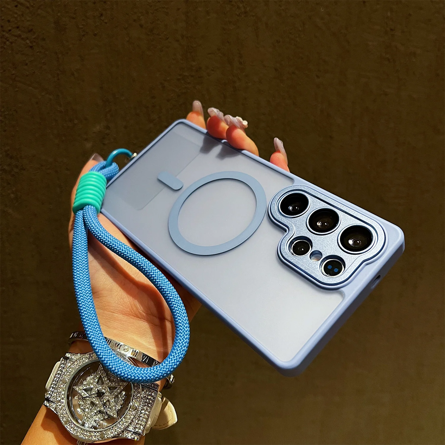 Matte Translucent Magnetic Case with Lanyard and Magsafe Wireless Charging Compatibility