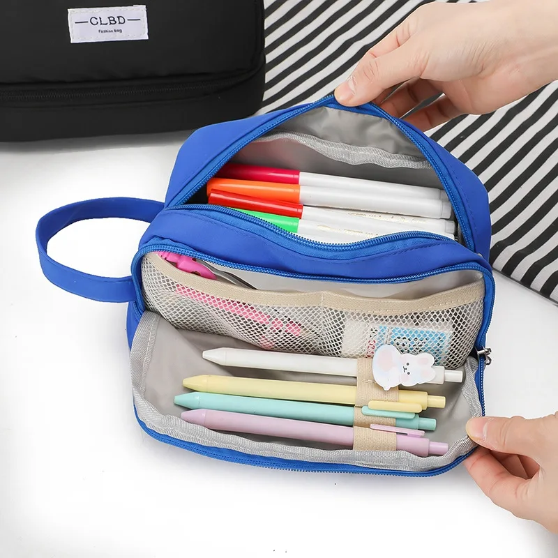 Big Capacity Pencil Case 3 Compartments Canvas Bag Multifunctional Marker  Pen Po