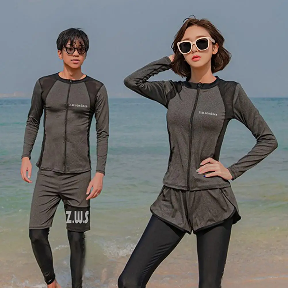 

Парный купальник унисекс, купальник с длинным рукавом и застежкой-молнией, Регулируемая Талия, для пар, для серфинга, дайвинга, Быстросохнущий