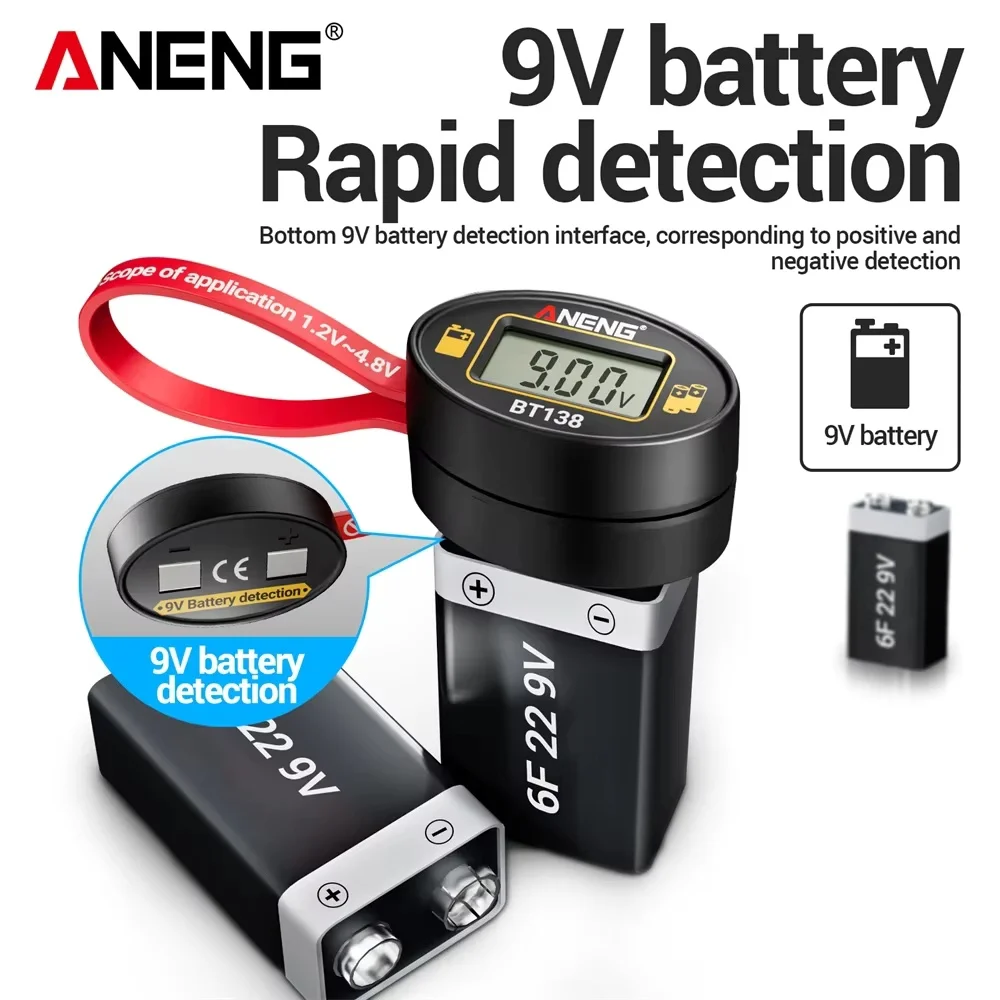 ANENG BT138 Battery Tester Portable C D AA AAA Button Cell Lithium Test Display Battery Tester Power Bank Detector Tool