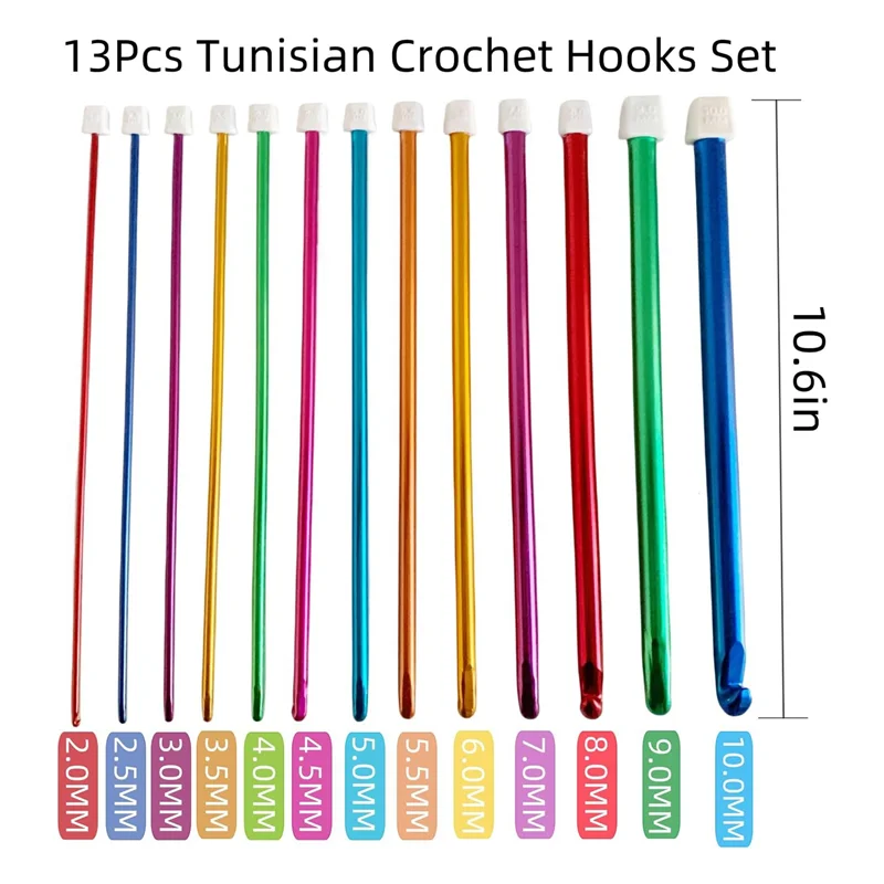 13 Sizes (2Mm-10Mm) Crochet Hooks Tunisian Crochet Hooks Set 29 PCS Tunisian Hooks,Afghan