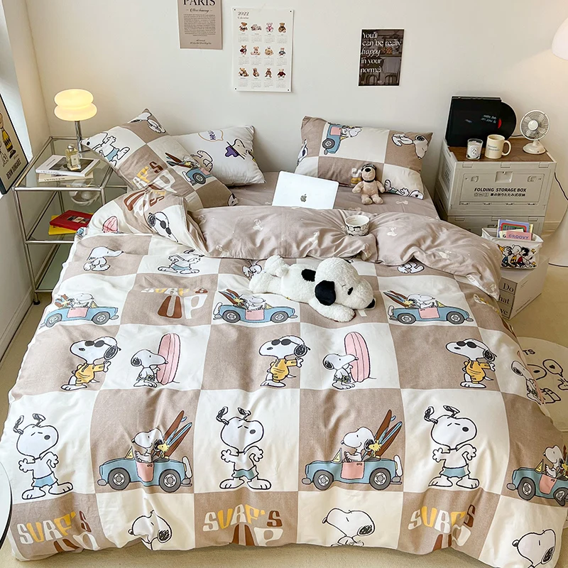かわいいイン漫画スヌーピーベッド4ピース女の子ハートマットベッドシート かわいいイン漫画スヌーピーベッド4ピース女の子ハートマットベッド