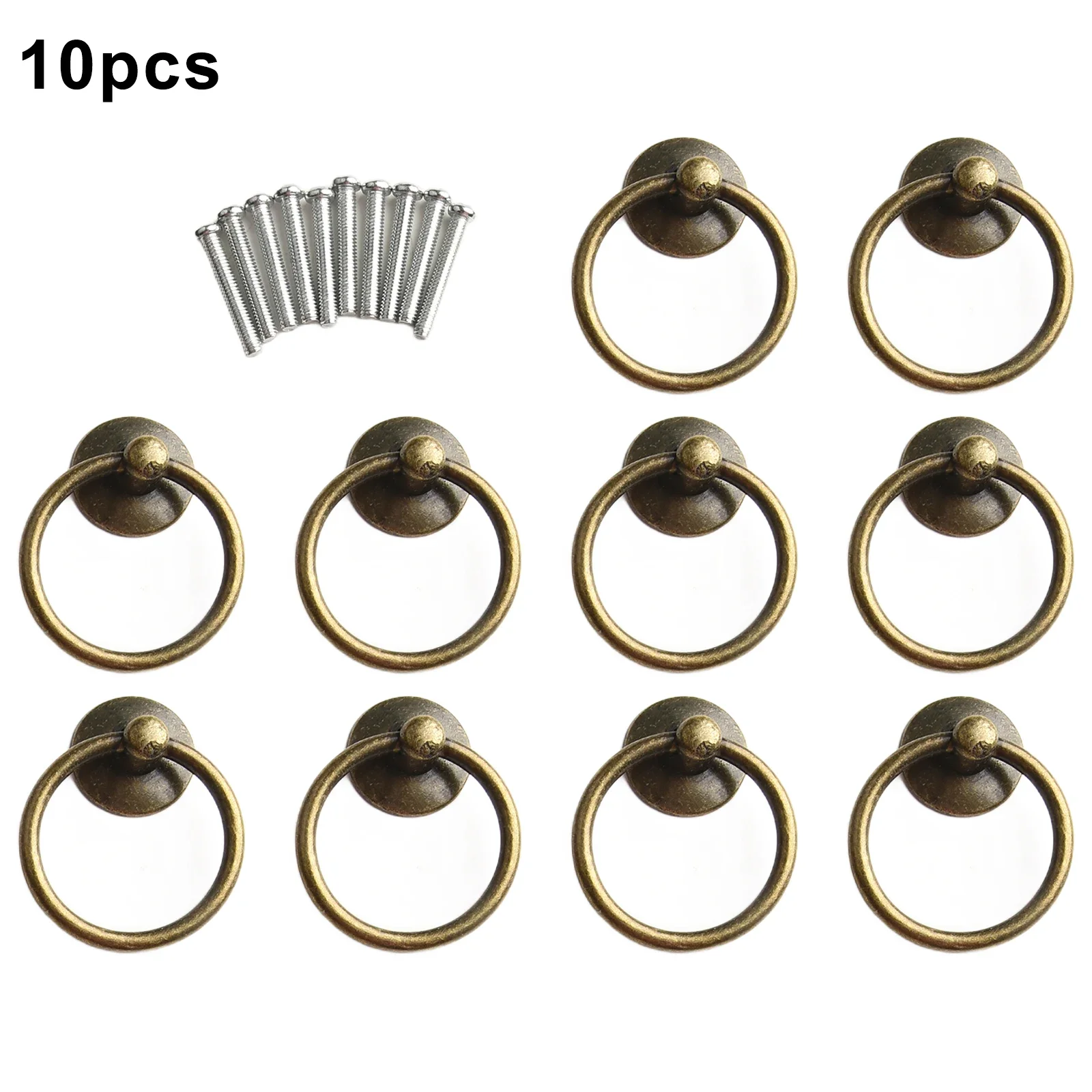10Pc Vintage Round Ring Furniture Door Pull Handle Alloy Cabinet Dresser Drawer Knobs Handle Cupboard For Jewelry Box Door Ring door handles cabinet handles