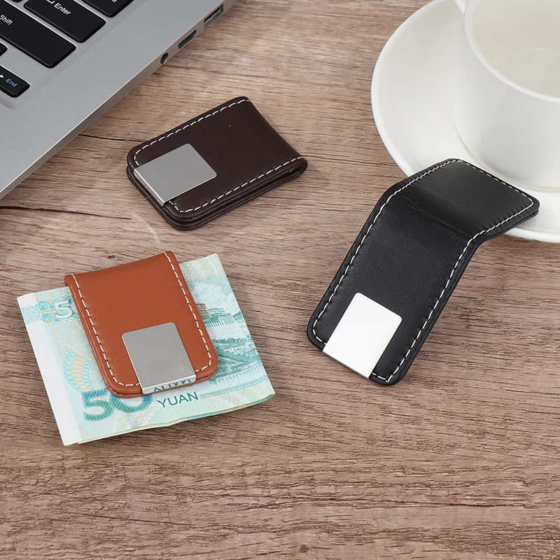 1Pc PU Leather Strong Magnetic Money Clip Pocket Wallet Portable Mini Slim Wallet Credit Business Cards Holder 3