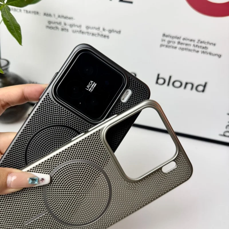 Luxury Metal Hollow Ventilate Hard Case with Magnetic Wireless Charging Compatibility
