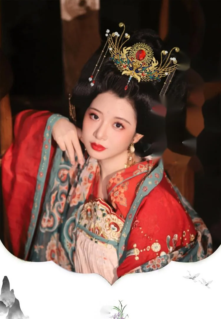 Coiffe dorée hanfu style ancien avec franges pour cheveux_voghion.com