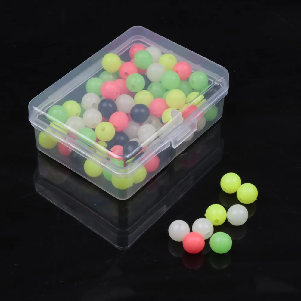

100PC 6mm/8mm Lumi Beads Rig Making Beads Sea With Box Plastic Fishing Rig Attractor Available Fishing Terminal Tackle