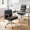 Modern Soft Pad Office Chair Genuine Leather Executive Desk with Lumbar Support Ergonomic Computer Chair with Aluminum Arms 6
