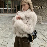 2024 Luxury Brand Autumn Winter Fur Coat Women Short Lazy Wind Fox Fur Jacket Cropped Fluffy Casaco De Pele Feminino 2