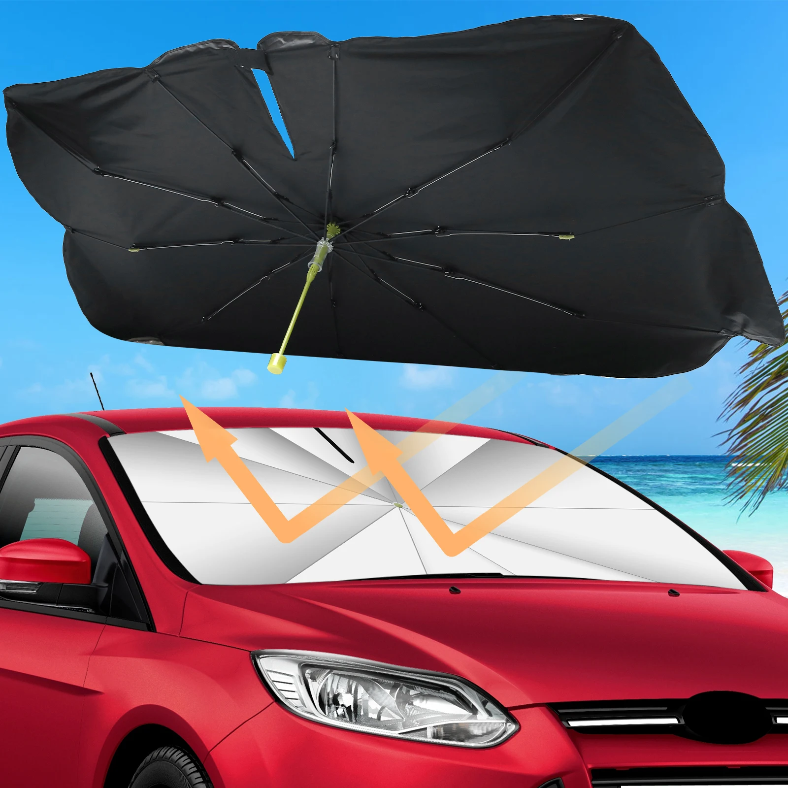 

Car Windshield Sunshade Umbrella Foldable Auto Front Window Umbrella Sturdy Vehicle Interior Sun Shade Visor 360° Bendable